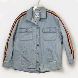 Stoosh Vintage Denim Pride Rainbow Women's Denim Jean Jacket Sz M NWT